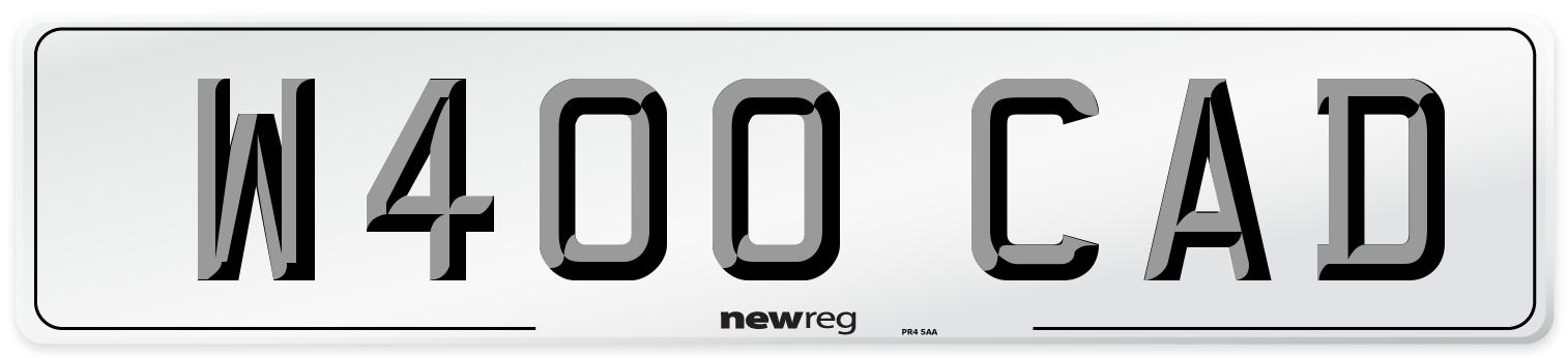 W400 CAD Number Plate from New Reg